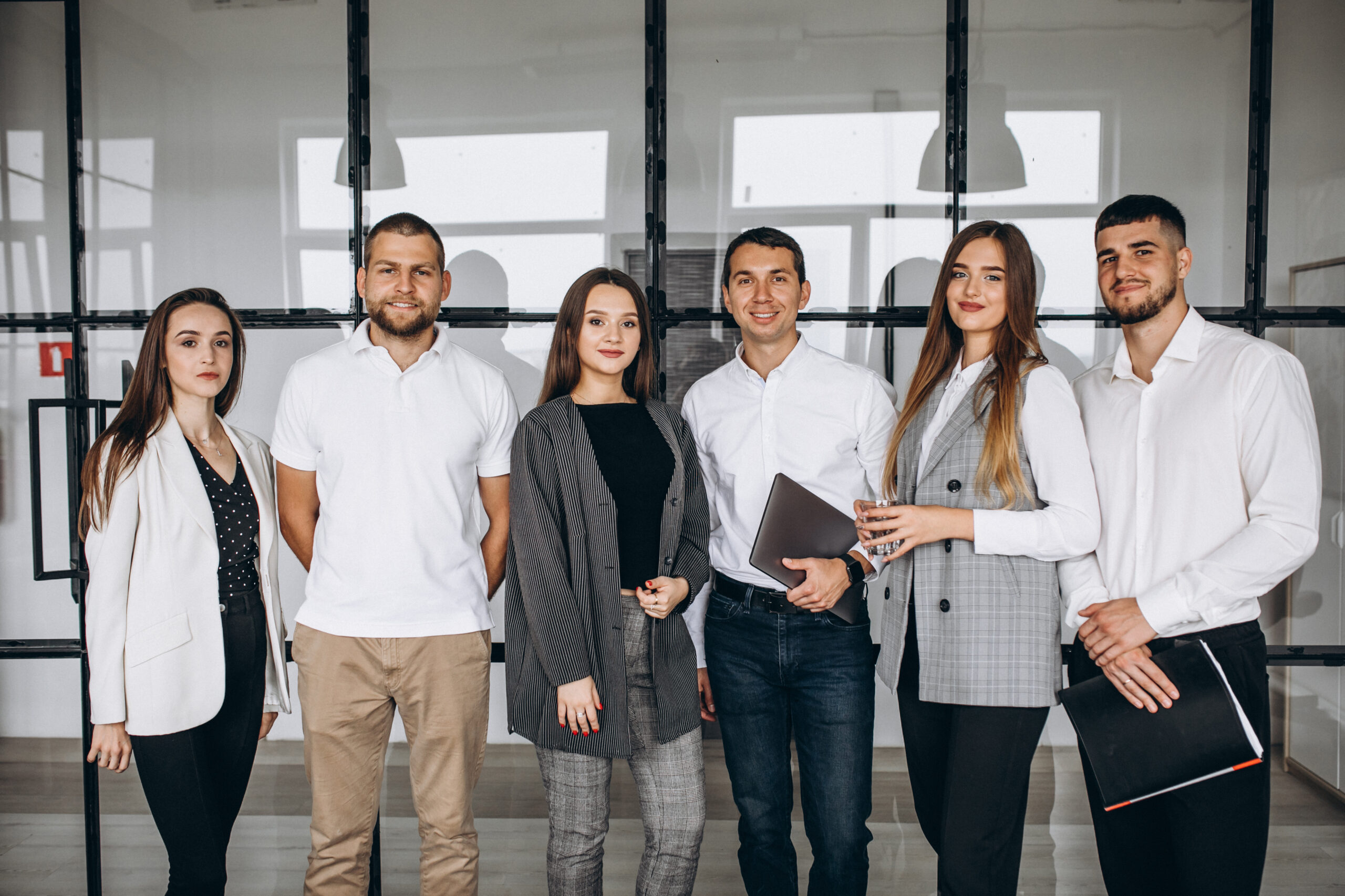 Group of people working out business plan in an office
